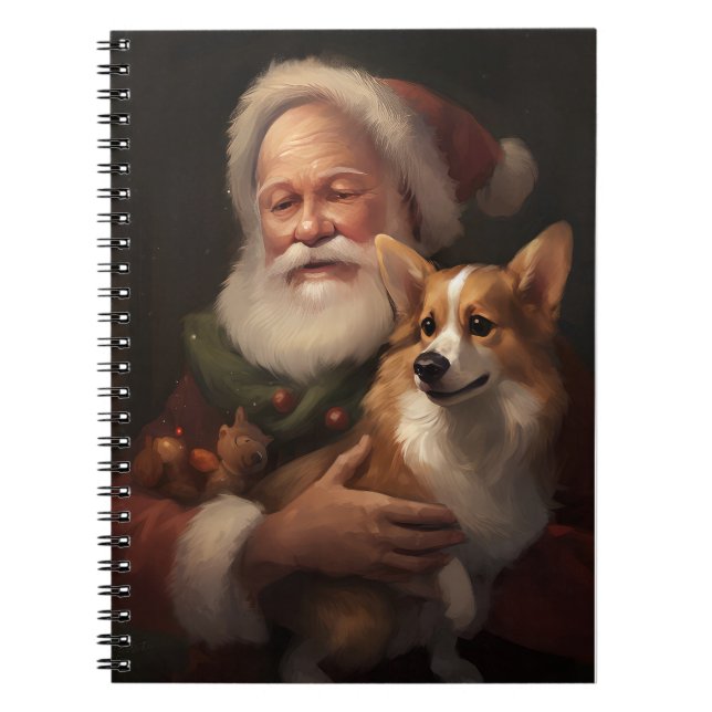 Cuaderno Corgi Con Navidades festivos de Santa Claus (Frente)