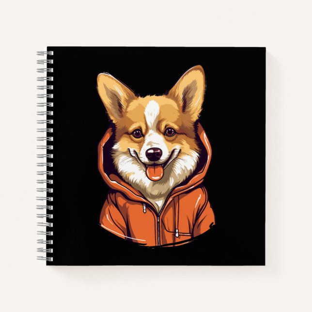 Cuaderno Corgi Divertido con Sudadera (Anverso)
