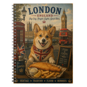 Cuaderno Corgi en Londres Arte de viaje vintage
