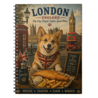 Cuaderno Corgi en Londres Arte de viaje vintage