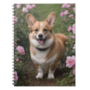 Cuaderno Corgi En Rosas Rosa,