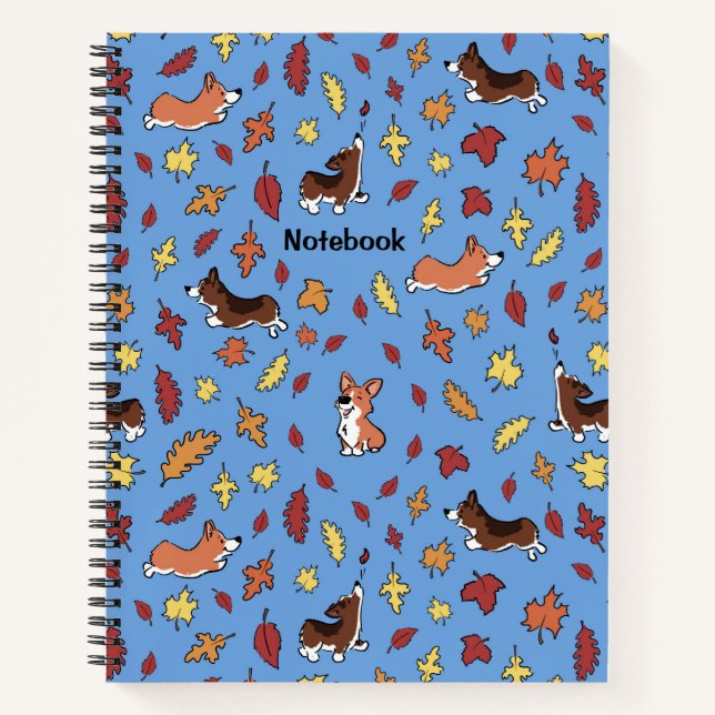Cuaderno Corgi Fall deja un azul turbio (Anverso)