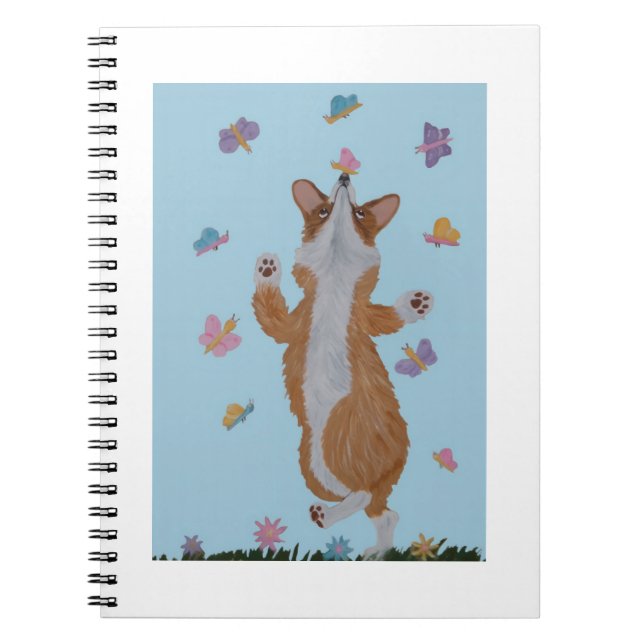 Cuaderno Corgi Galés Bailando con Mariposas (Frente)