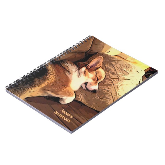Cuaderno Corgi Galés del Pembroke el dormir (Lado Izquierdo)