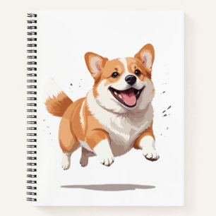Cuaderno Corgi Happy Playful Fun Saltando En El Aire Alegre