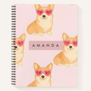 Cuaderno Corgi Kawaii Personalizado con Gafas de Sol de Cor