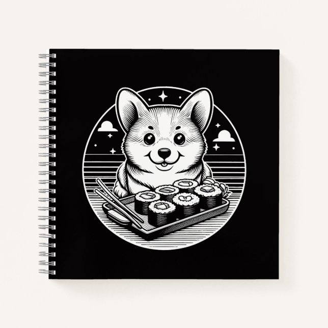 Cuaderno Corgi lindo con animales sushi kawaii (Anverso)