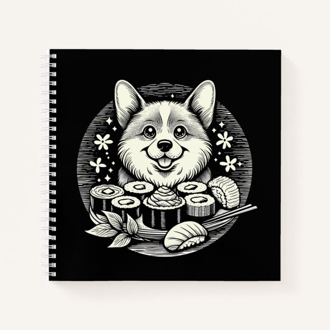 Cuaderno Corgi lindo con animales sushi kawaii (Anverso)