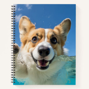 Cuaderno Corgi Mascota Dog Animal Diversión Jugando Agua