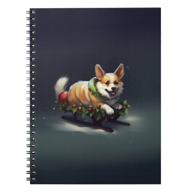 Cuaderno Corgi Navidad nieve invierno (Frente)