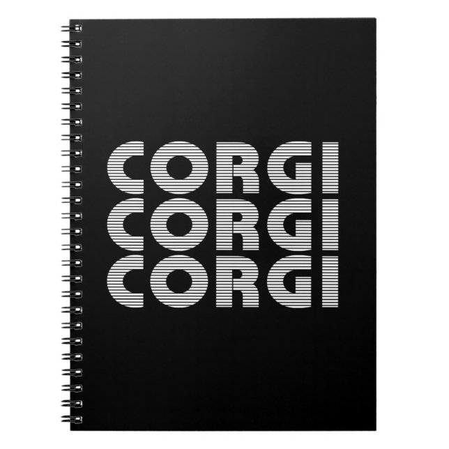 Cuaderno Corgi Texto blanco moderno (Frente)