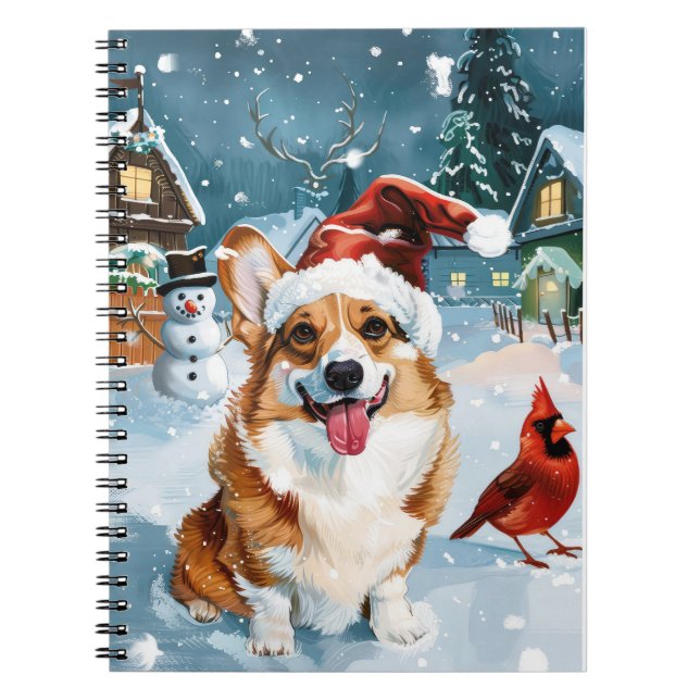 Cuaderno Corgi Winter Navidades Wonderland Alegría (Frente)