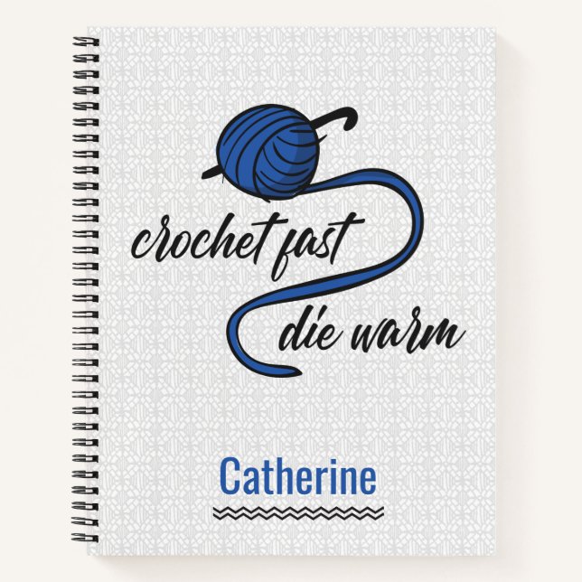 Cuaderno Cornflower Blue Crochet Fast, Morir Warm (Anverso)