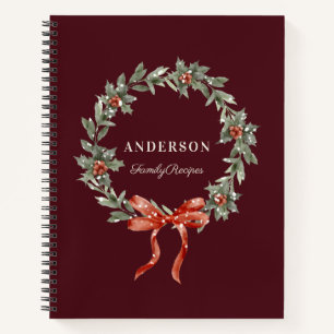Cuaderno Corona de bayas de acebo marrón oscuro Navidad Rec