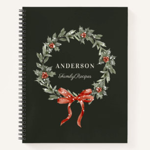 Cuaderno Corona de bayas de acebo verde oscuro Receta de Na