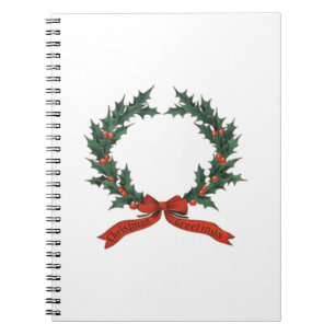 Cuaderno Corona de bienvenida navideña - Clásico rojo y ver