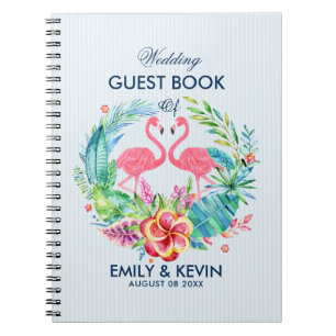 Cuaderno Corona de Flamingos Rosas y Flores Tropicales