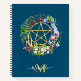 Cuaderno Corona de flores de pentáculo de la naturaleza Mon