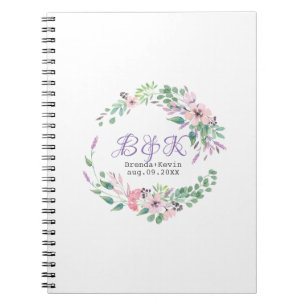 Cuaderno Corona de flores púrpura y rosa