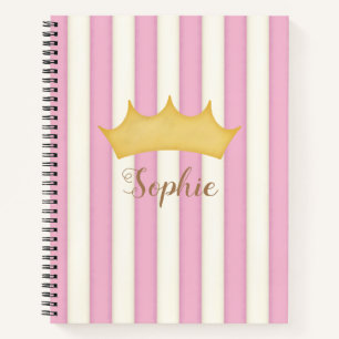 Cuaderno Corona de Monograma de Princesa de Rayas Victorian