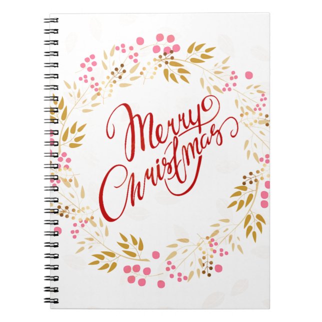 Cuaderno Corona de Navidad alegre (Frente)