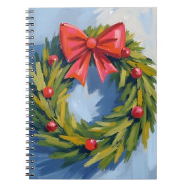 Cuaderno Corona de Navidad con Lazo Rojo | Acuarela