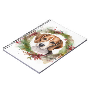 Cuaderno Corona de Navidad de Beagle Perro Festivo