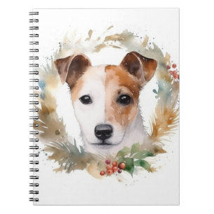 Cuaderno Corona de Navidad de Jack Russell Pupilo Festivo
