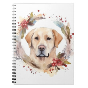 Cuaderno Corona de Navidad de Labrador Cachorro Festivo