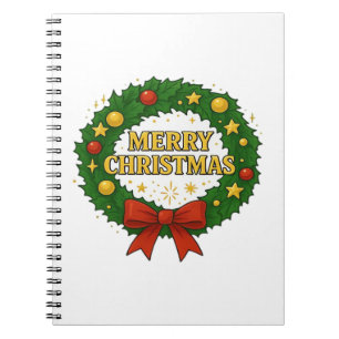 Cuaderno Corona de Navidad dorada – Navideña Roja Verde Dor