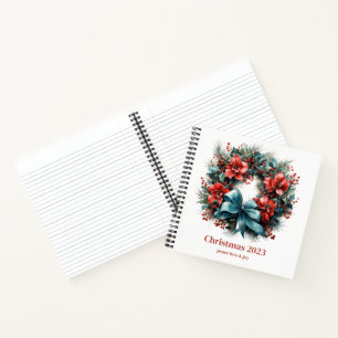 Cuaderno Corona de Navidad en acuarela con acebo
