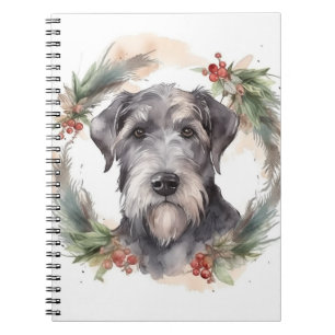 Cuaderno Corona de Navidad Wolfhound Cachorro Festivo