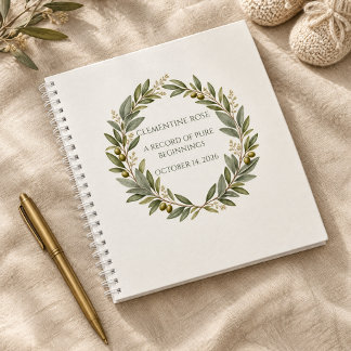 Cuaderno Corona de olivo personalizada recuerdo de bebé leg