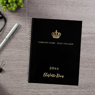 Cuaderno Corona de oro negro nombre año negocio