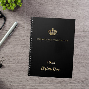 Cuaderno Corona de oro negro nombre año negocio