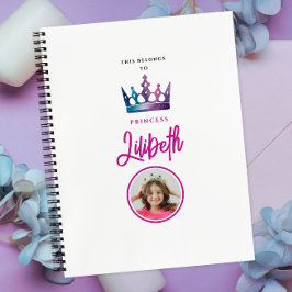 Cuaderno Corona de Princesa Mágica Rosa Blanca Foto Cute