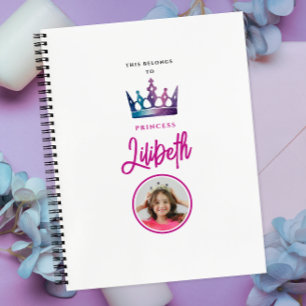 Cuaderno Corona de Princesa Mágica Rosa Blanca Foto Cute 