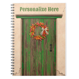 Cuaderno Corona del suroeste de Chile en puerta de madera r