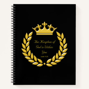 Cuaderno Corona Dorada y Versículo Bíblico del Reino de Dio