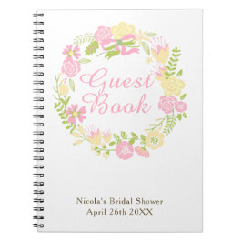 Cuaderno Corona floral verde y marrón para ducha de novia