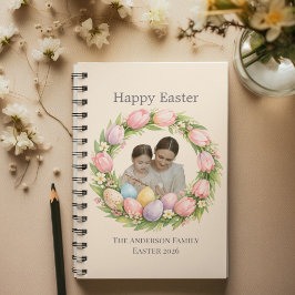 Cuaderno Corona Floral y Foto Familiar Pascua Personalizada