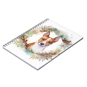 Cuaderno Corona Navideña de Basenji Perro Festivo