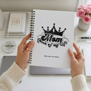 Cuaderno Corona Negra Moderna, MOM Reina de mi vida 