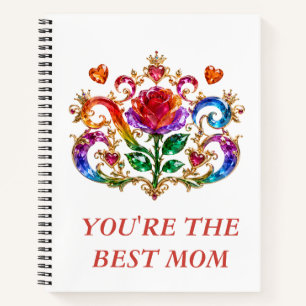 Cuaderno Corona Real de Rosa de Cristal de Diamante