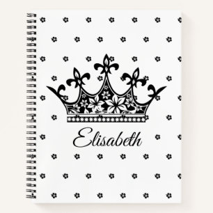 Cuaderno Corona reina floral blanco blanco bello vintage