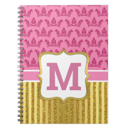 Cuaderno Coronas de Princesa Rosa Bonito y Rayas de Purpuri