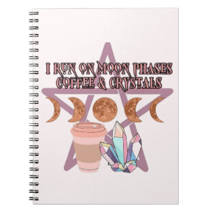 Cuaderno Corro en fases lunares, café y cristales