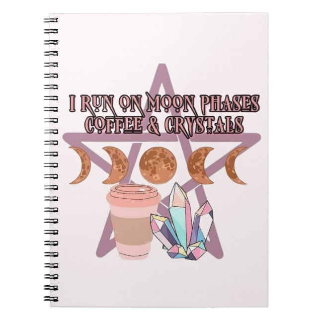 Cuaderno Corro en fases lunares, café y cristales (Frente)