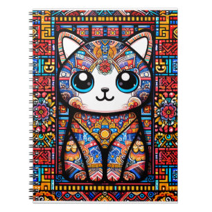 Cuaderno Cortar gato con encanto de patrón tradicional
