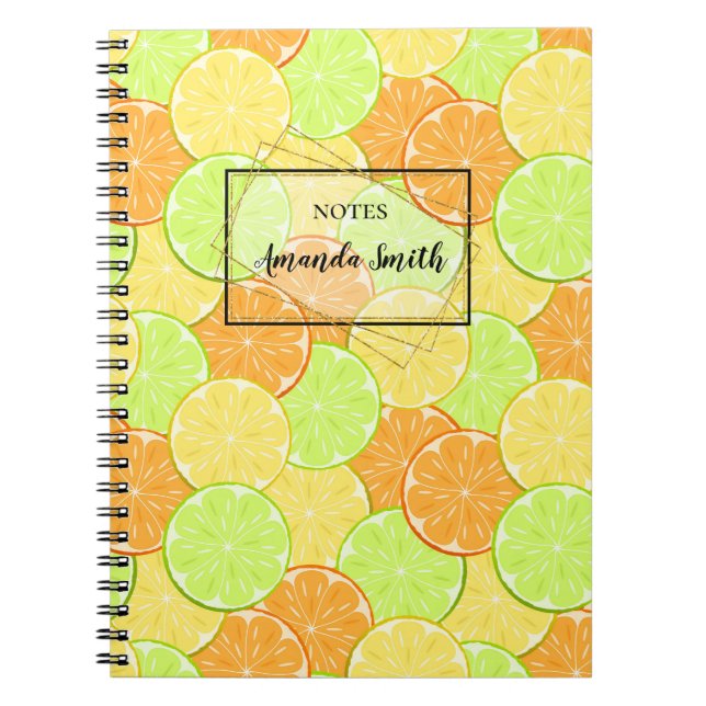Cuaderno Cortes de naranja, limón, lima personalizada (Frente)